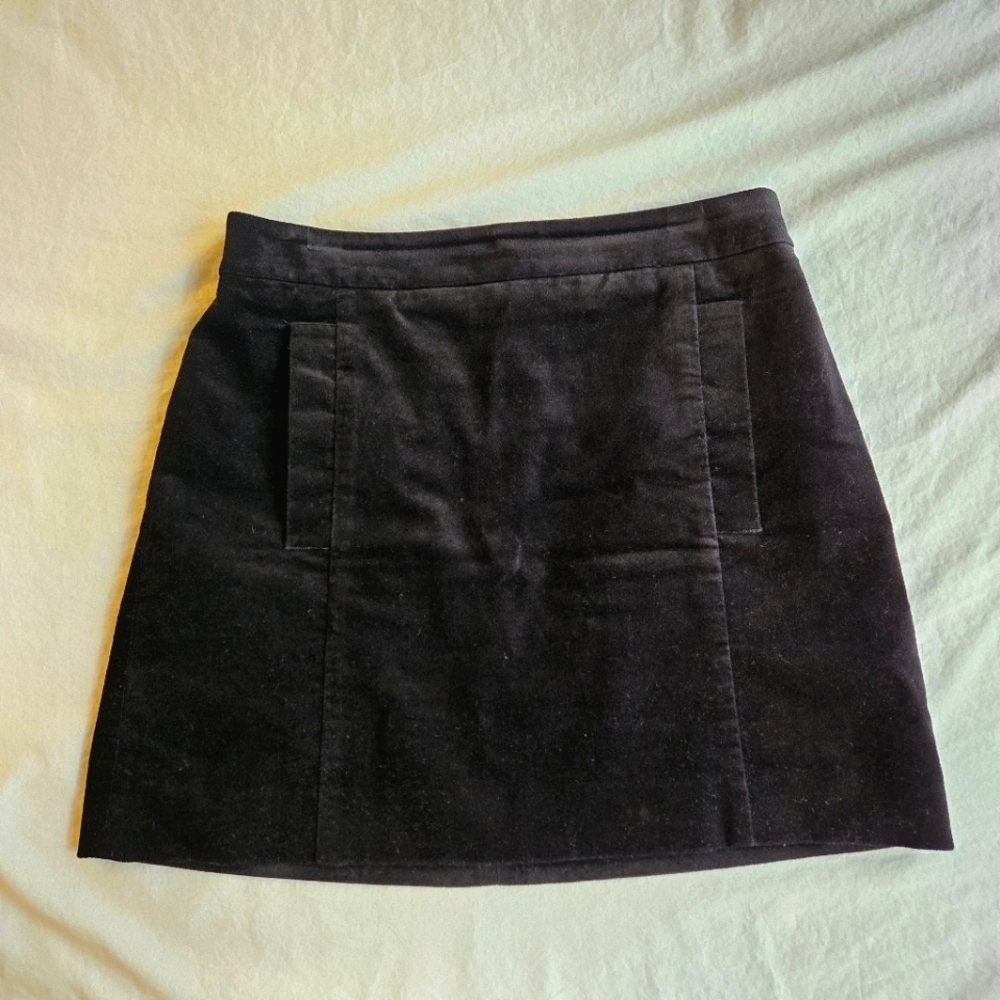 Ann Taylor 0P Black Velvet Mini Skirt - Fall Academia Whimsigoth